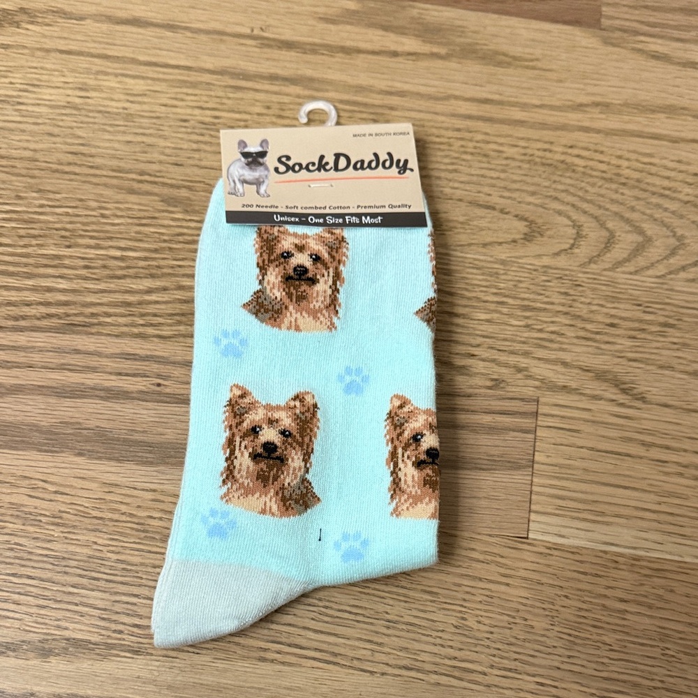 Dog Print Socks - Light Blue